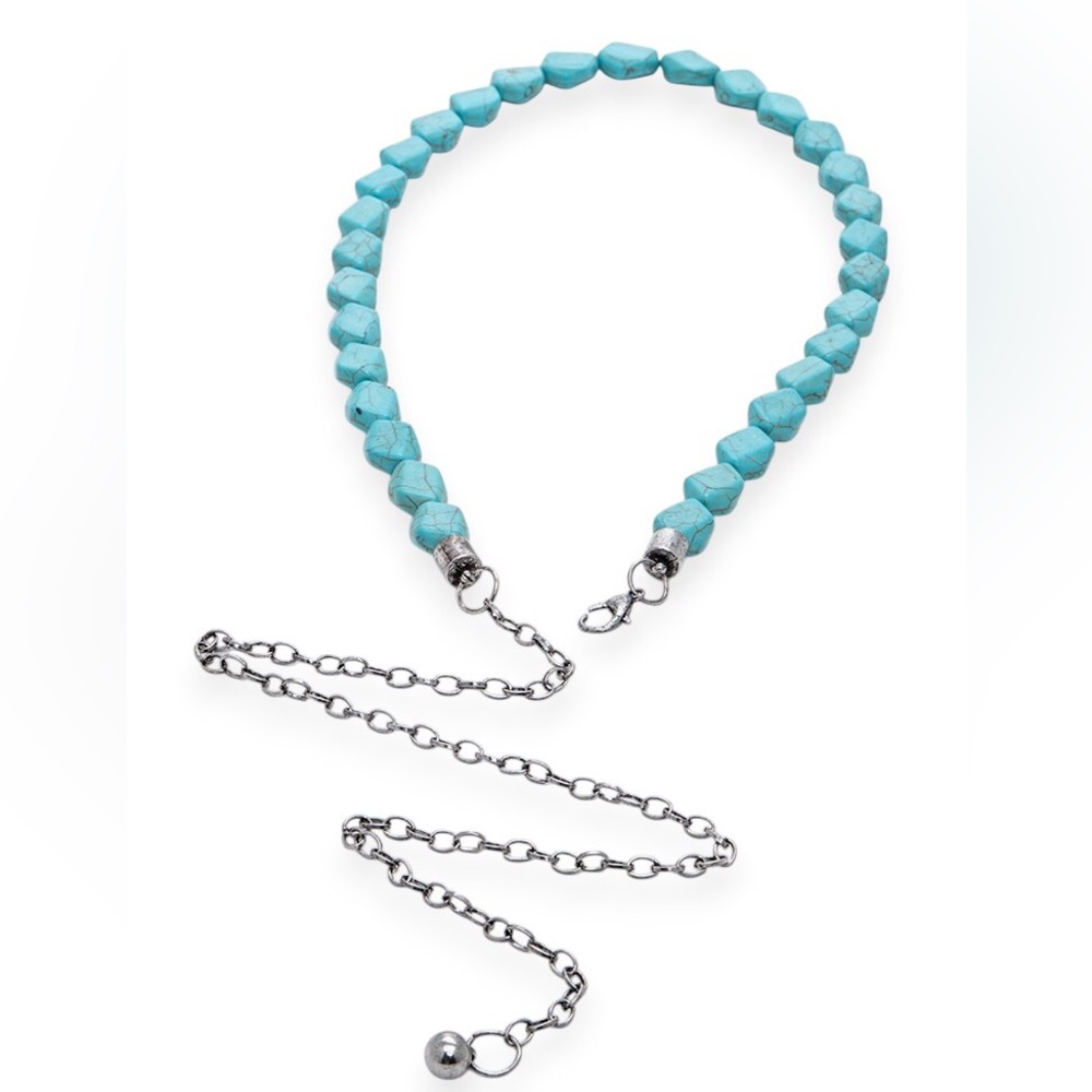 Turquoise Beaded Chain Statement Belt - Picture 3 of 7